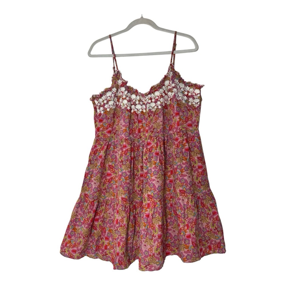 Natural Life Mini Dress Womens Medium Sleeveless Floral Smocked Hippie Boho